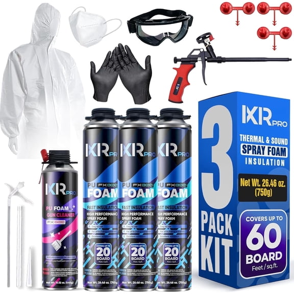 Ixirpro 3-Pack Expanding Spray Foam Insulation Kit (25.4 oz / 720g) - High Density Closed Cell Sealant for Walls, Ceiling, Windows & Doors