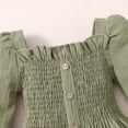 thumbnail image 5 of SYNPOS Toddler Baby Girl Clothes Long Sleeve Pleated Linen Dress Solid Color Fall Winter Casual Outfits 1-5 Years, 5 of 7