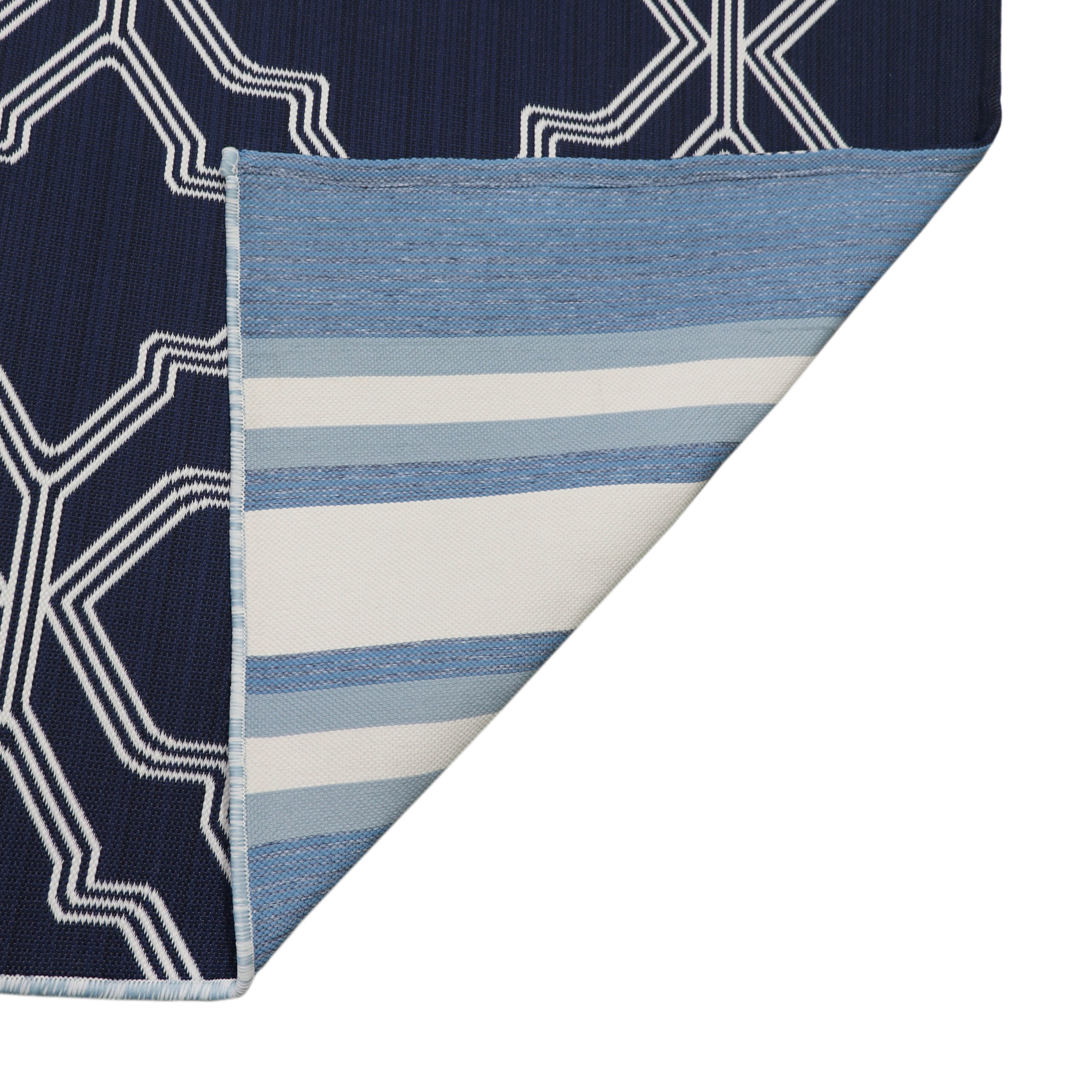 Better Homes & Gardens Stripe Blue Striped Outdoor Rugs, 8' x 10', Reversible