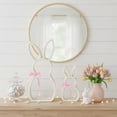thumbnail image 6 of White Woven Rattan Easter Bunny Frame Set, Set of 2 Hollow Rabbit Shaped Tabletop Decoration with Pink Bow, Perfect Spring Holiday Easter Decor, 6 of 7