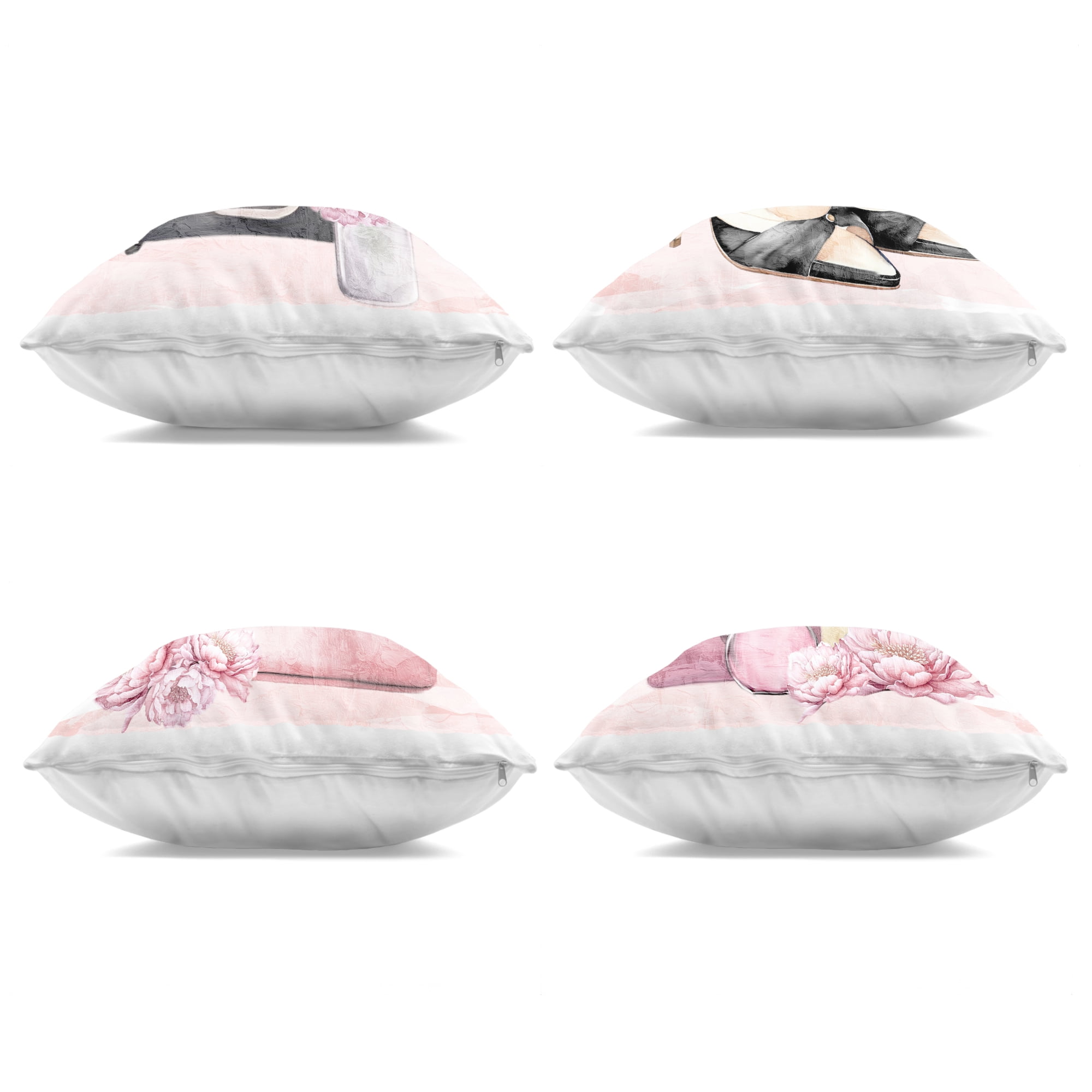 Stupell Industries Rosy Glam Time 4 Piece Decorative Printed Throw Pillow Set, design by Kim Allen, 18 x 7 x 18