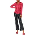 thumbnail image 2 of INSPIRE CHIC Women's Satin Blouse Long Sleeve Fashion Point Collar Button Up Shirt M Red, 2 of 5