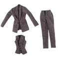 thumbnail image 2 of 3 piezas 1:6 Figura femenina Ropa para muñeca con chaleco Traje completo hecho a mano Chaqueta Pantalones Gris, 2 of 9