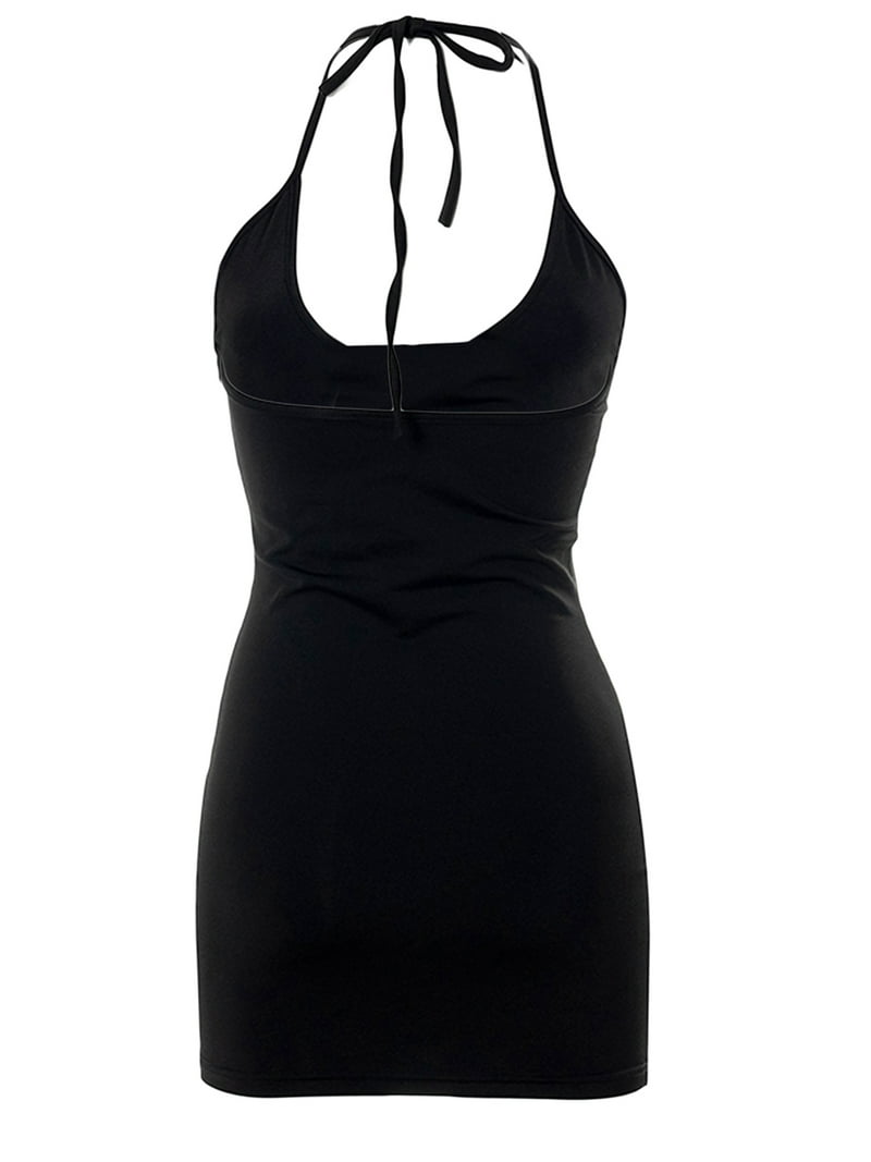 ワンピース S backless halter dress mini Amazon.com: Women's Mini Short Dresses Solid Backless Halter