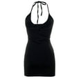 thumbnail image 6 of Sedceaty Women Sexy Hollow Out Dress, Black Halter Neck Backless Off-the-shoulder One-piece, S/ M/ L, 6 of 9