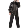 thumbnail image 2 of VSSSJ Men's Rainwear Two-Piece Sets Plus Size Long Sleeve Button Zipper Detachable Hat Raincoats and Rain Pants Outdoor Hiking Waterproof Tracksuits Black02 L, 2 of 8