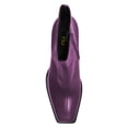 thumbnail image 3 of FSJ Women Fashion Square Closed Toe Metal Chain Heel Ankle Boots Side Zipper Sexy Short Booties Stretch Party Work Dressy Shoes Size 8 Purple, 3 of 5
