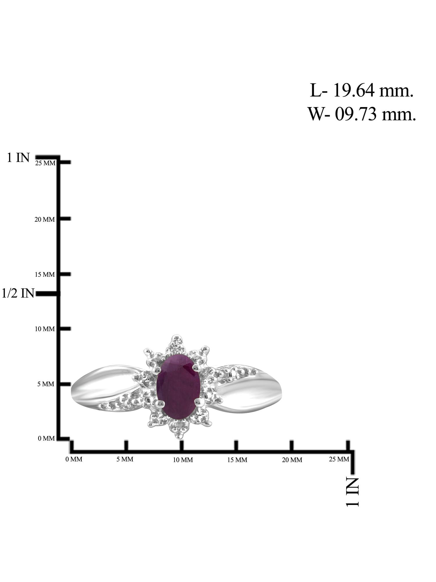 JewelersClub Ruby Ring Birthstone Jewelry – 0.50 Carat Ruby Sterling Silver Ring Jewelry with White Diamond Accent – Gemstone Rings with Hypoallergenic Sterling Silver Band