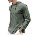 thumbnail image 2 of Handshe Men's Solid Color Hooded Sweatshirt, Loose Fit with Button and Drawstring Details, Casual Fashion for Daily Wear and Outdoor Leisure, 2 of 5