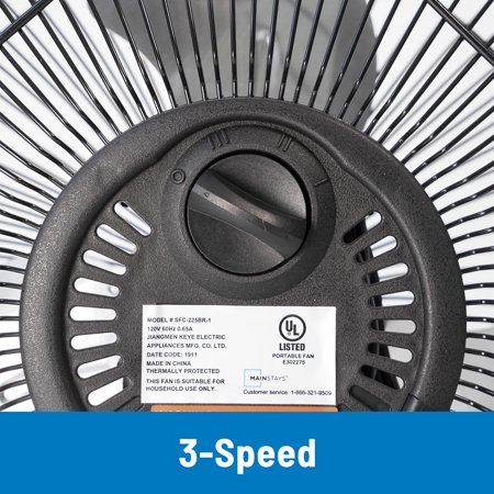 MAINSTAYS 9″ 3-SPEED HIGH VELOCITY METAL FAN WITH 360-DEGREE TILT AND WALL MOUNT