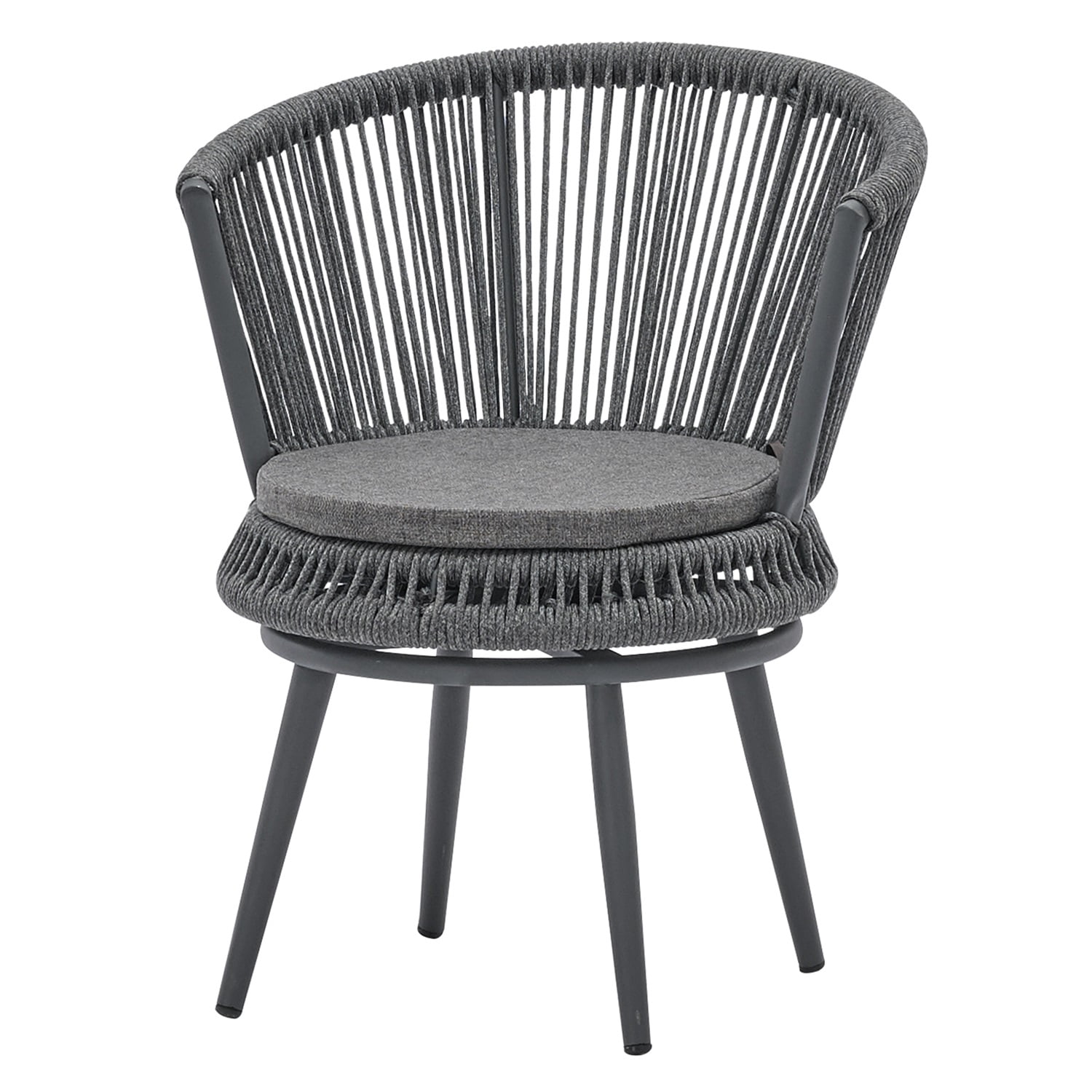 Veryke 3 Pieces Garden Furniture Sets, Indoor Outdoor All-Weather Wicker Conversation Bistro Furniture Set - Dark Gray