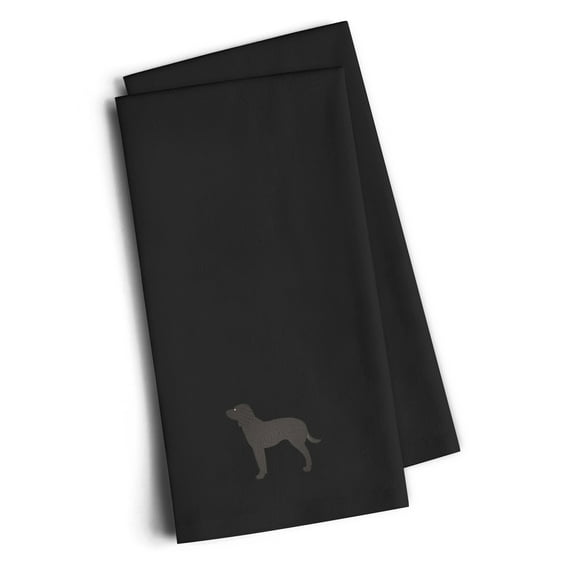 American Water Spaniel Black Embroidered Towel Set of 2