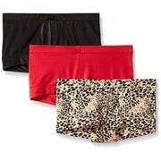 Maidenform Women's 3-Pack Dream Boyshort Panty, Neutral Snow Leopard/Camera Red/Yarn/Black, 6