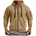 thumbnail image 4 of TOWED22 Mens Zip Up Hoodie Long Sleeve Fleece Casual Hooded Sweatshirts Athletic Full Zip Jacket with Pockets(Khaki,4XL), 4 of 8