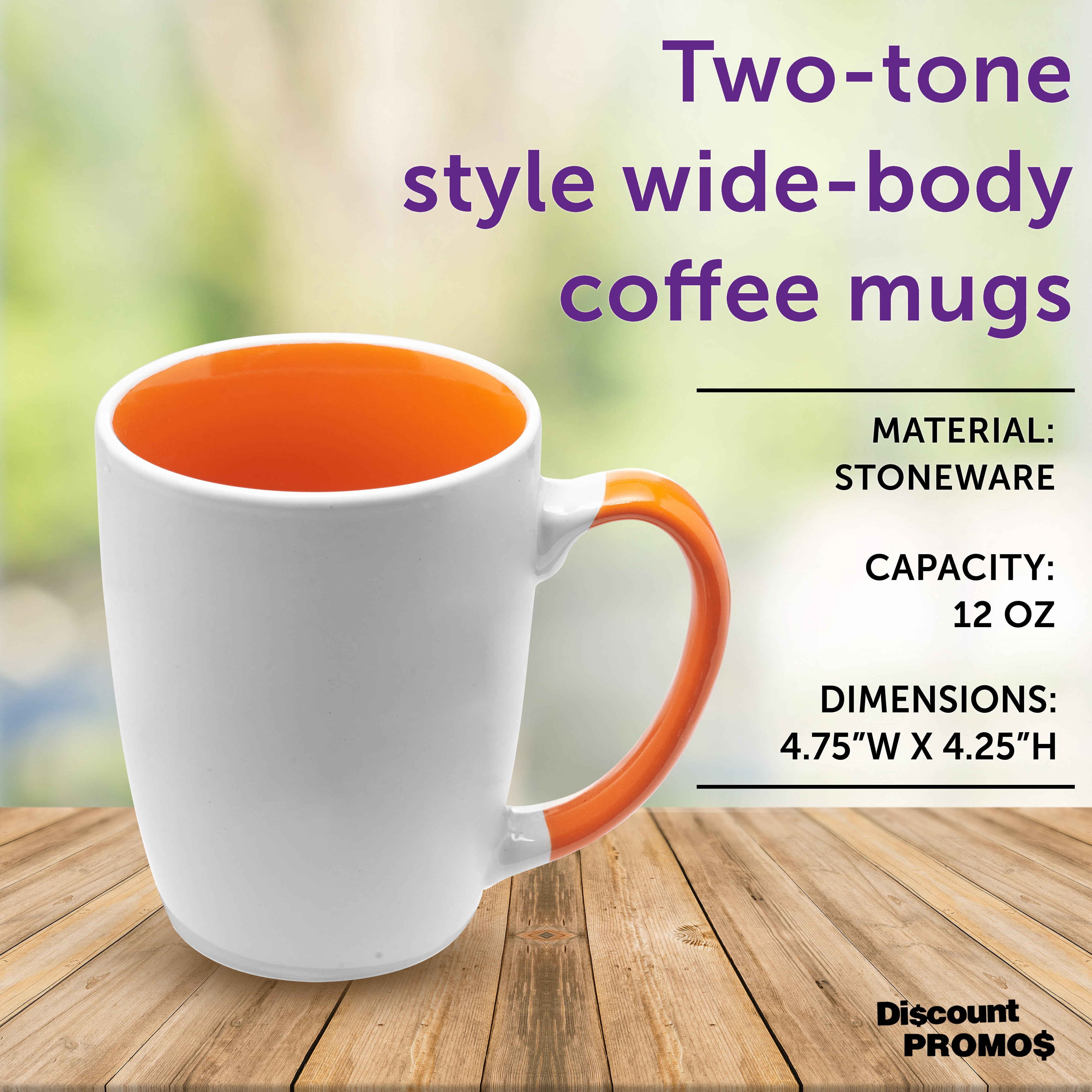 Java Two-Tone Coffee Mugs 12 oz. Set of 10, Bulk Pack - Perfect for Coffee, Tea, Espresso, Hot Cocoa, Other Beverages - Orange
