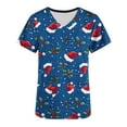 thumbnail image 4 of JINGWANGYHBD Womens Nurse Uniforms Printed Christmas Scrub Tops Stretchy Loose Shirts with 2 Pockets V-neck Lightweight Uniform Top Trendy Casual Shirt, 4 of 5