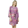 thumbnail image 1 of Bimba Women's Floral Printed 3/ Sleeve Purple Bridesmaid Robe Coverup Wrap-24, 1 of 8