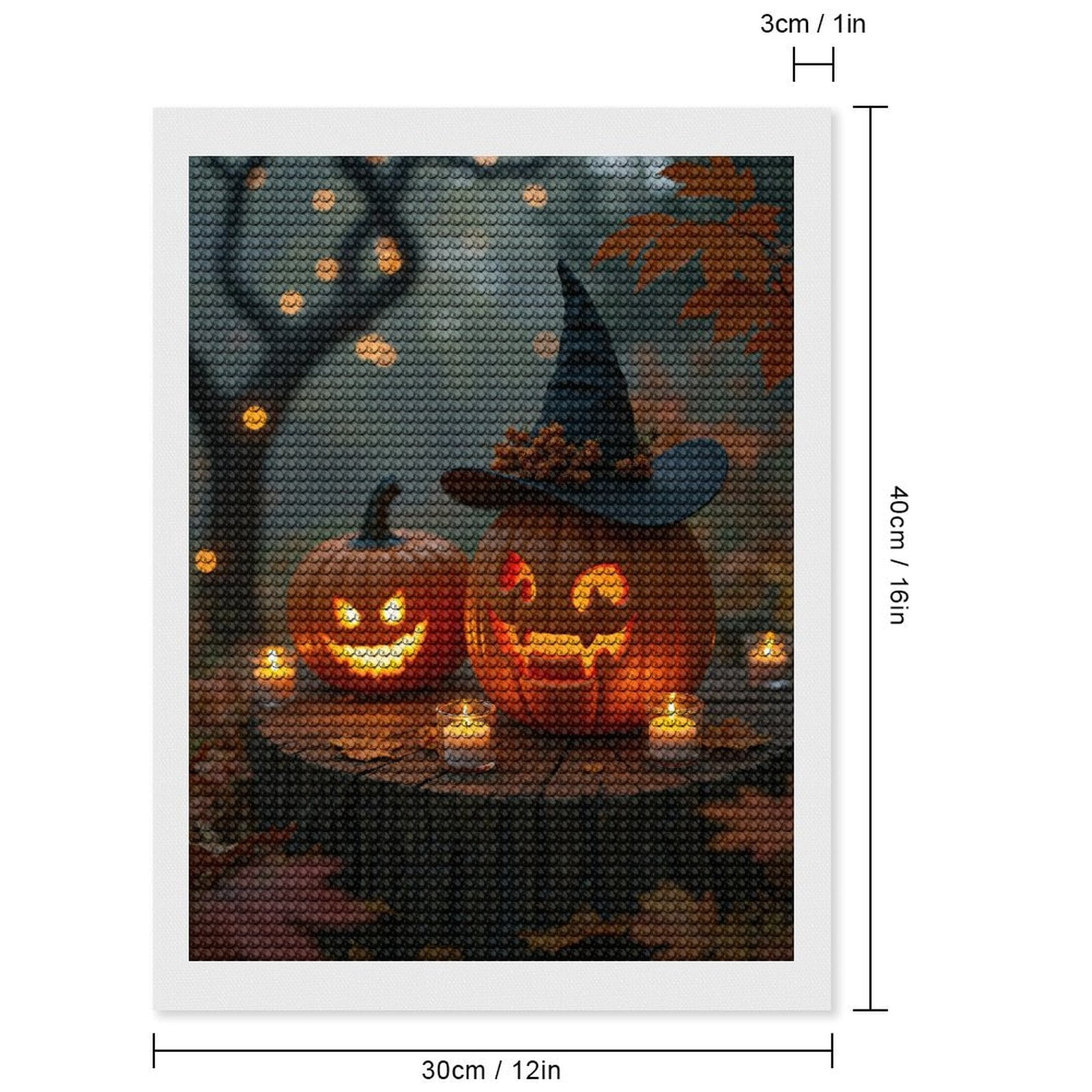 Diamond Art Kits for Adults, Jack O Lanterns Autumn Candles 5D Diamond Painting Kits for Adults Beginners, DIY Full Drill Diamond Painting, Gem Art and Crafts 12x16