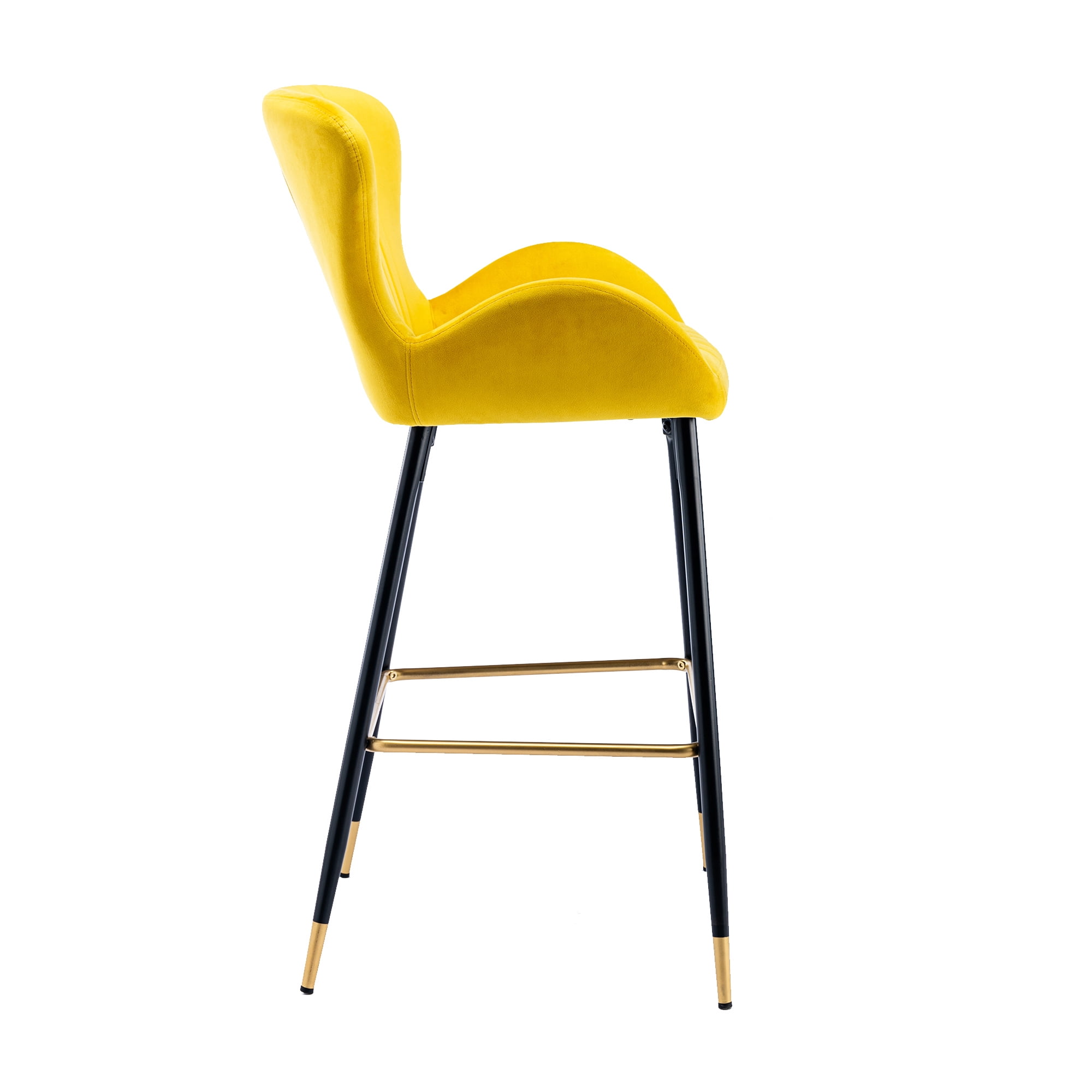 Resenkos Bar Stools Set of 2,Modern Velvet Breakfast Dining Chairs with Back and Footrest(Mustard) Resenkos Bar Stools Set of 2,Modern Velvet Breakfast Dining Chairs with Back and Footrest(Mustard)