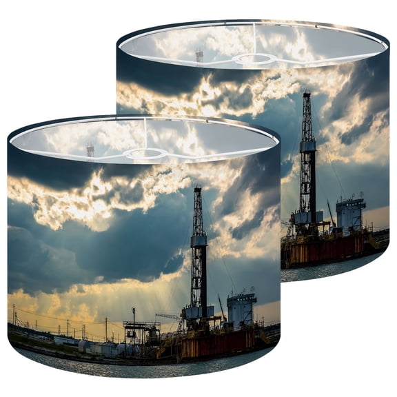 Lampshades 2 Pack oilfield derrick oil industrys 13"x13"x10" Light Shade for Table Lamps Floor Lamp Shades Lampshade Replacement Easy Assembly