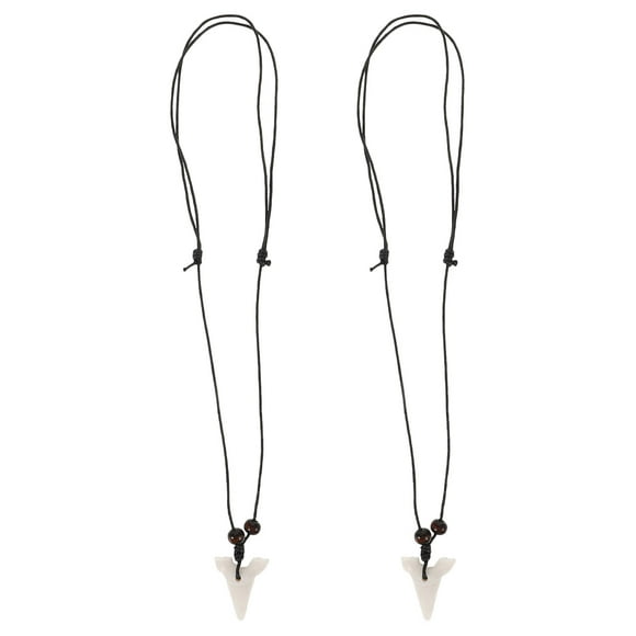 2Pcs White Resin Shark Tooth Necklace for Teen Girls and Boys Pendant