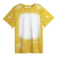 thumbnail image 1 of B91xZ Chemises et Hauts pour Filles 2024 Manches Courtes Col Rond Imprimé Haut Côtelé, Jaune 8-9 Ans, 1 of 3