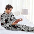 thumbnail image 6 of Susaid Spiders Print Men's Long Sleeve Pajama Set, Two-Piece Button-Down Loungewear PJs Set, Comfortable Sleepwear for Relaxation-X-Large, 6 of 7