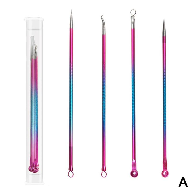 4PCS Pimple Remover Tool Kit Comedone Acne Spot Zit Popper Blackhead