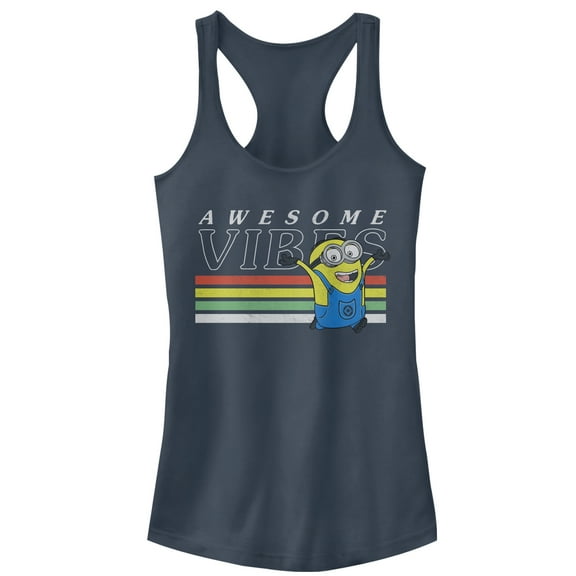 Junior's Despicable Me Minion Rainbow Vibes  Racerback Tank Top Indigo 2X Large