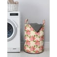 thumbnail image 3 of Floral Laundry Bag, Repetitive Rose Flowers Nets Pattern, Hamper Basket with Handles Drawstring Closure for Laundromats, 13" x 19", Champagne Burnt Sienna, by Ambesonne, 3 of 4