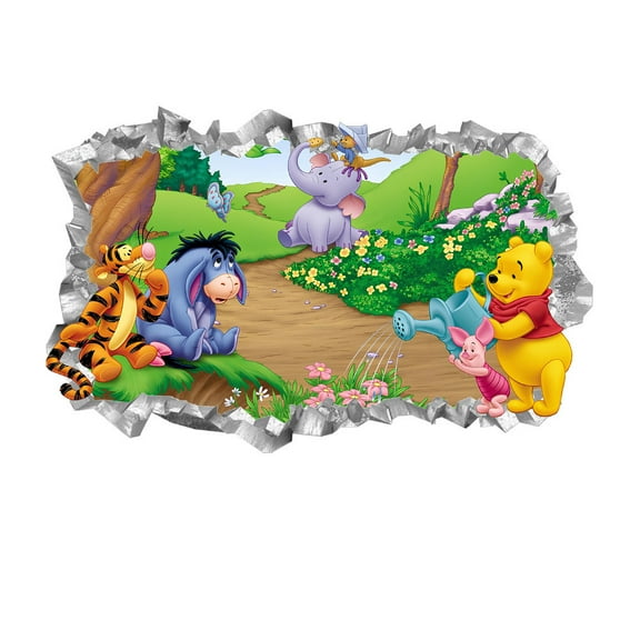 Winnie the Pooh Wall Sticker For Bedroom Living Room Nursery Party Decorations Anime Cartoon Background Self-Adhesive Wall Decor Baby Boy Girl Kids Room Wall Mural Decor Poster Gift