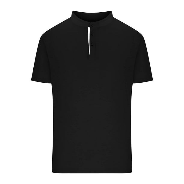 pstuiky camisetas para hombre, Blusa informal de manga corta con cuello redondo y botones de color liso para hombre camisas casuales para hombre s
