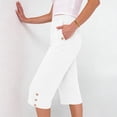 thumbnail image 5 of Linen Capri Pants for Women Elastic Waist Straight Leg Trousers Solid Color Summer Casual Loose Cropped Pants,Sizes S-3XL, 5 of 8