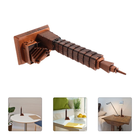 Luxshiny Dark Brown Alloy Vintage Building Model Desktop Ornament for Office Table Decoration, 1 Piece