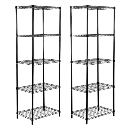 GIA Design Group 5 Tier Black Wire Shelving Unit Set of 2 for Bathroom Kitchen Garage 20.87  W*13.78  D*61.02  H 200lb Capacity