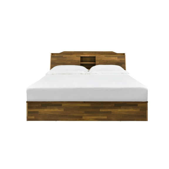 86"L X 61"W X 35"H Queen Bed in Walnut Finish