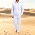 thumbnail image 7 of Hearthz Men's Sweatshirt Suit 2 Piece Outfit Oversized Pullover Hooded Sweatshirt & Wide Leg Sweatpants Fall Winter Athletic Sweatsuits for Men 2 Piece White L, 7 of 7