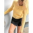 thumbnail image 5 of Women'S Cropped Cable Knit Cardigan Short Fall Long Sleeve Light-Weight Button Up Sweater Yellow L, 5 of 7