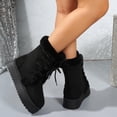 thumbnail image 6 of Women's Winter Faux Fur Trim Snow Boots, Platform Faux Suede Lace-Up Warm Outdoor Boots, 6 of 8
