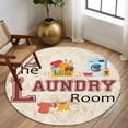 thumbnail image 3 of 6ft Round Rug, Laundry Room Non-Skid Rubber Backing Large Area Rugs - Living Room Bedroom Home Office, Rustic Farmhouse Washing Machine Clothes Indoor Floor Mat Carpets Washable Rug, 3 of 9