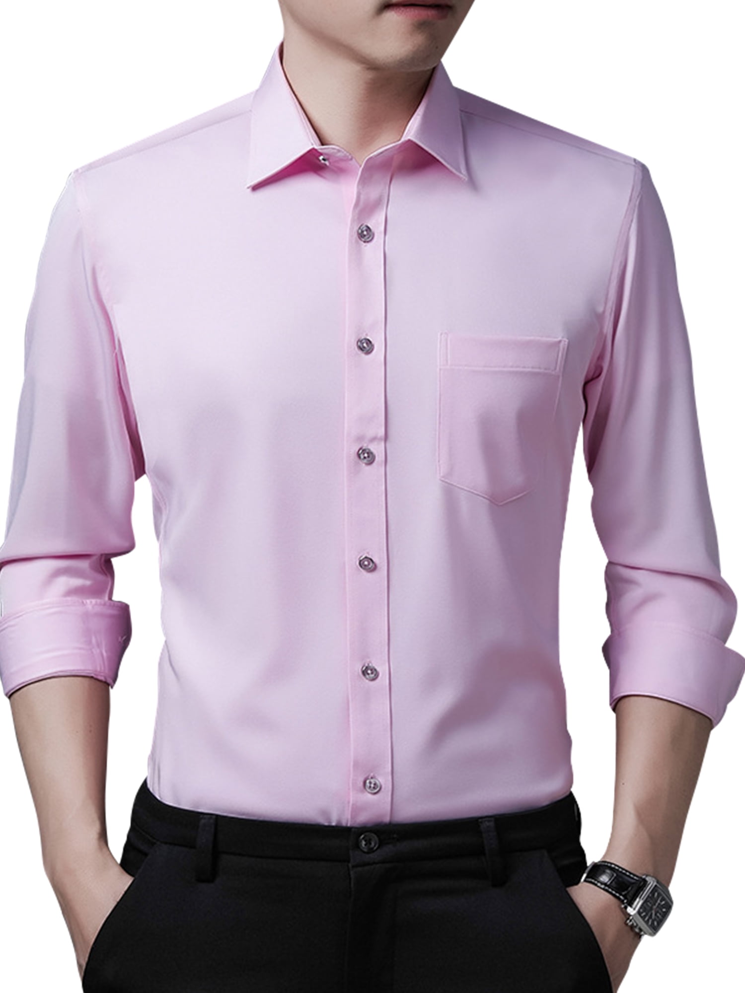 Fashion Formal Shirts Long Sleeve Shirts H&M Long Sleeve Shirt pink business style 