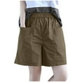 thumbnail image 3 of YOIAVAIOY Women's Work Short Pants High-Waist Loose Fit Wide-Leg Shorts Slimming Stylish Five-Button Shorts Khaki XXXL, 3 of 8
