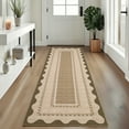thumbnail image 3 of Garvee 2'x6' Modern Border Neutral Runner Rug Hallway Rug, Washable Rug with Non Slip Backing Soft Low Pile Indoor Rug for Bedroom Kitchen, Linen, 3 of 8