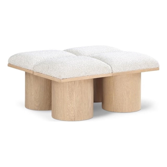 Meridian Furniture Pavillon Banc en Tissu Bouclé Crème