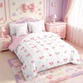 thumbnail image 2 of Manfei Cartoon Cute Bow 7-Piece Twin Bedding,Pink Princess Bowknot Bedding Comforter Set,Pink Reversible, 2 of 7