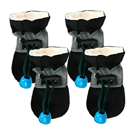 TELOLY 4Pcs Dog Shoes Flexible Bottom Dog Boots Soft Cushion Dog Winter Boots Black 4.2*3.6cm