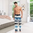 thumbnail image 7 of Blue Watercolor Stripes Men's Lightweight Pajama Bottoms Stretch Elastic Waist Side Pockets Spring Fall, 7 of 7