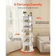 thumbnail image 4 of VEVOR 6 Tiers Rotating Shoe Rack Tower, 360° Spinning Shoe Rack, Revolving Storage Round Carousel Display, Freestanding Lazy Susan Organizer Display for Bedroom, Living Room, Entryway, Closet, White, 4 of 9