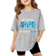 thumbnail image 1 of Chemises pour Filles en Coton Doux T-Shirts Manches Courtes Col Rond Graphique Décontracté Imprimé Coupe Ample Hauts Confortables Été T-Shirts Enfants Filles 3-4 T, 1 of 8
