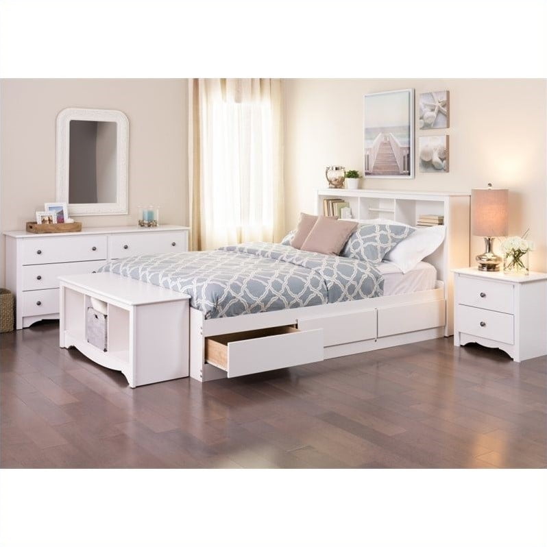 prepac monterey queen 5 piece bedroom set in white - walmart